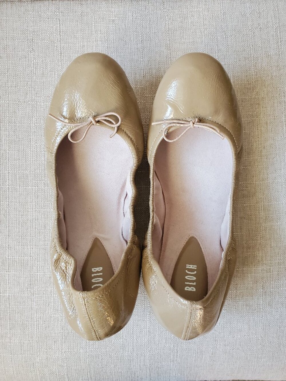 Bloch Patent Leather Ballet Flats, Tan / Nude, Size 7